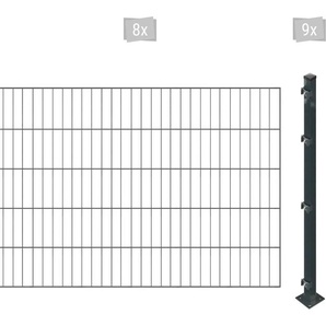 ARVOTEC Einstabmattenzaun ESSENTIAL 100 zum Einbetonieren Zaunelemente Zaunhöhe 100 cm, Zaunlänge 2 - 60 m Gr. H/L: 100cm x 16 m, Pfosten: 9 St., grau (anthrazit)