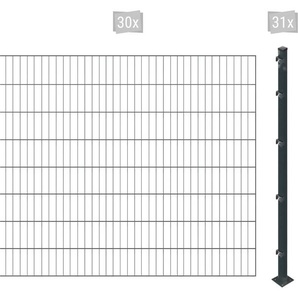 ARVOTEC Einstabmattenzaun ESSENTIAL 160 zum Einbetonieren Zaunelemente Zaunhöhe 160 cm, Zaunlänge 2 - 60 m Gr. H/L: 160 cm x 60 m, Pfosten: 31 St., grau (anthrazit) Zaunelemente