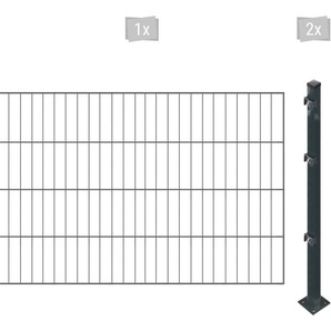 ARVOTEC Einstabmattenzaun ESSENTIAL 80 zum Einbetonieren Zaunelemente Zaunhöhe 80 cm, Zaunlänge 2 - 60 m Gr. H/L: 80 cm x 2 m, Pfosten: 2 St., grau (anthrazit) Zaunelemente
