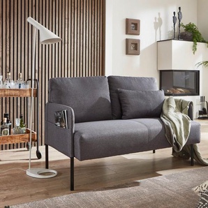 ATLANTIC home collection Sofa Glenn, mit Seitentasche, Rückenkissen und Wellenunterfederung