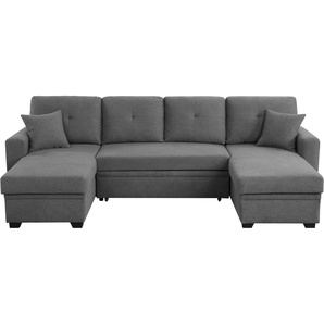 ATLANTIC home collection Wohnlandschaft Gerrit U-Form, Schlafsofa, mit 2 Bettkästen, Recamiere rechts oder links montierbar