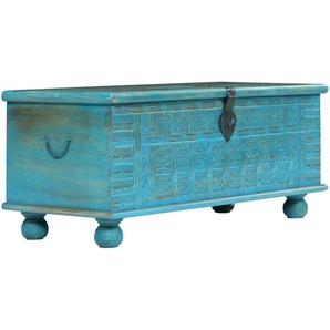 Aufbewahrungstruhe Massivholz Mango Blau 100x40x41 cm