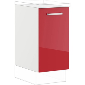 Auszugsunterschrank IMPULS KÜCHEN Turin, Breite/Höhe: 40/72,3 cm, mit Soft-Close, rot (rot hochglanz), B:40cm H:72,3cm T:57,9cm, Holzwerkstoff, Schränke, Küchenunterschrank, vormontiert, mit Auszug, mit Behälter für Wertstofftrennung