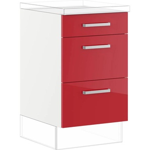 Auszugsunterschrank IMPULS KÜCHEN Turin, Breite/Höhe: 50/72,3 cm, mit Soft-Close, rot (rot hochglanz), B:50cm H:72,3cm T:57,9cm, Holzwerkstoff, Schränke, Küchenunterschrank, vormontiert, mit Schubkasten, mit Auszügen