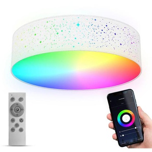 B.K.Licht LED Deckenleuchte BK_SD1476 WiFi RGB-CCT Deckenlampe, APP-Steuerung, iOS+Andorid, Smart Home, LED fest integriert, inkl. Fernbedienung, Farbwechsel und Lichteffekte, Ø39cm