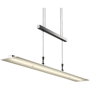 B.K.Licht Pendelleuchte BK_PL1001 LED Pendelleuchte, Dimmbar, 20W, Höhenverstellbar, Echtglas, Dimmfunktion, LED fest integriert, Warmweiß, 3.000K, Warmweißes Licht, 1.600 lm, Esstischlampe, B: 85cm, Silber