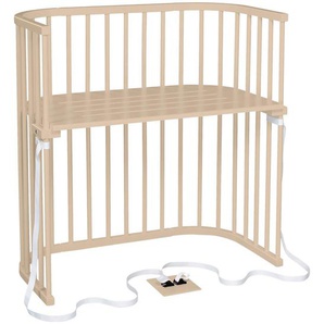 Babybay Beistellbett, Beige, Holz, Buche, vollmassiv, 54x96.50x96 cm, Sprossen im Normabstand, Lattenrost stufenlos höhenverstellbar, zur Sitzbank umbaubar, zum Gitterbett sehr stabil, Babymöbel, Babybetten, Beistellbetten