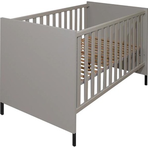 Babybett MÄUSBACHER Babybetten Gr. Lattenrost, Liegefläche B/L: 70 cm x 140 cm, kein Härtegrad, grau (kreidegrau) Baby Gitterbetten Metallfüße, Metallgriffe