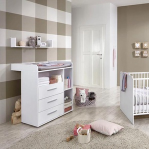 Babymöbel-Set BMG MÖBEL Luis Schlafzimmermöbel-Sets Gr. Mit Umbauseiten-Set + ohne Matratze, weiß Baby Bett + Wickelkommode Wandboard