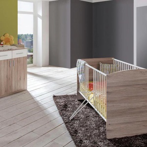 Babymöbel-Set WIMEX York Schlafzimmermöbel-Sets Gr. B/H: 70 cm x 140 cm, weiß (san remo eiche nb, alpinweiß) Baby Baby-Bettsets Bett (Gitterbett) + Wickelkommode