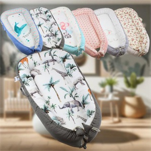 Hago - Babynest Wal Nestchen Kokon Reisebett Kuschelnest Matratze Baumwolle Waschbar - Blau