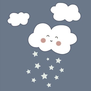 Xxxl Babywanddeko Raining Stars, Blau, Metall, 50x50x3 cm, Babymöbel, Babyzimmer Deko, Babywanddeko