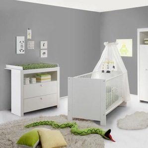 Babyzimmer-Komplettset TRENDTEAM Olivia, Deal für begrenzte Zeit Schlafzimmermöbel-Sets Gr. B/H: 70cm x 140cm, weiß (weiß matt) Baby Bett + Wickelkommode 3 trg. Schrank