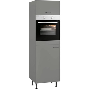 Backofen/Kühlumbauschrank OPTIFIT Elga Schränke Gr. B/H/T: 60cm x 211,8cm x 58,4cm,, grau (basaltgrau/basaltgrau) mit Soft-Close-Funktion, höhenverstellbaren Füßen, Breite 60 cm