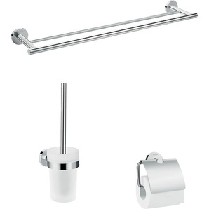 Badaccessoire-Set HANSGROHE, grau (chrom), Kunststoff, Badaccessoires-Sets, 3-teilig, chrom