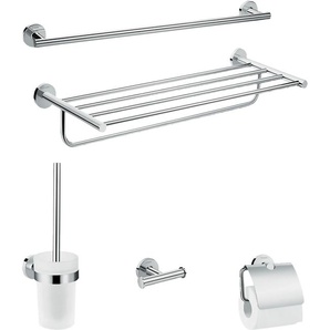 Badaccessoire-Set HANSGROHE, grau (chrom), Kunststoff, Badaccessoires-Sets, 5-teilig, chrom