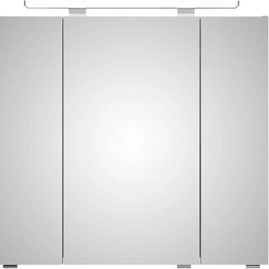 Badezimmerspiegelschrank SAPHIR Serie 4010 Badezimmer-Spiegelschrank inkl. LED-Aufsatzleuchte Schränke Gr. B/H/T: 80 cm x 73,8 cm x 17 cm, LED-Aufsatzleuchte, 3 St., braun (halifa x eiche quer nachbildung) Bad-Spiegelschränke Badschrank 80 cm breit, 3