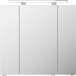 Badezimmerspiegelschrank SAPHIR Serie 4010 Badezimmer-Spiegelschrank inkl. LED-Aufsatzleuchte Schränke Gr. B/H/T: 80 cm x 73,8 cm x 17 cm, LED-Aufsatzleuchte, 3 St., weiß (weiß glanz) Bad-Spiegelschränke Badschrank 80 cm breit, 3 Türen, 6