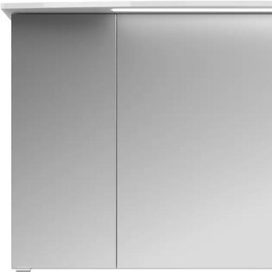 Badezimmerspiegelschrank SAPHIR Serie 4010 Badezimmer-Spiegelschrank inkl. LED-Beleuchtung im Kranz Schränke Gr. B/H/T: 142 cm x 71,9 cm x 26,5 cm, LED-Kranzleuchte, 3 St., weiß (weiß glanz) Bad-Spiegelschränke Badschrank 142 cm breit, 3 Türen, 6