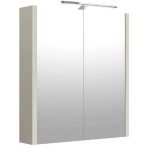 Badezimmerspiegelschrank WELLTIME Joy Schränke Gr. B/H/T: 58,2 cm x 65 cm x 12 cm, 2 St., grau (taupe) Bad-Spiegelschränke Breite 78 cm, mit 2 Türen, LED, IP 44