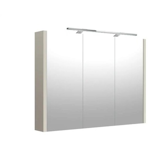 Badezimmerspiegelschrank WELLTIME Joy Schränke Gr. B/H/T: 89,2 cm x 65 cm x 12 cm, 3 St., grau (taupe) Bad-Spiegelschränke Breite 78 cm, mit 2 Türen, LED, IP 44
