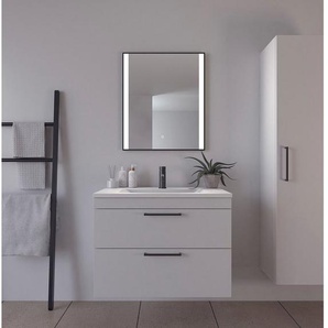 Badspiegel Libra Quadratisch, Badzimmerspiegel mit LED Beleuchtung (1-St), Touchpanel für Lichtsteuerung, Dimmbar Spiegel, Dänisches Design
