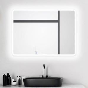 Badspiegel TALOS Moon Spiegel Gr. B/H/T: 80 cm x 2,5 cm x 60 cm, silberfarben (silber matt) Badspiegel LED Spiegel, Design Lichtspiegel