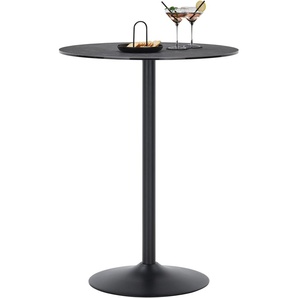 Bartisch SET ONE BY MUSTERRING Salinas Tische Gr. B/H/T: 80cm x 105cm x 80cm, fairbanks schwarz + matt Trompeten-Säule in schwarz, Platte aus Glas-Keramik, Höhe 105 cm