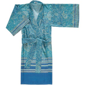 Bassetti Kimono Moumbay, Türkis, Textil, Ornament, Gr. L/Xl, unisex, Oeko-Tex® Standard 100, Badtextilien, Bademäntel