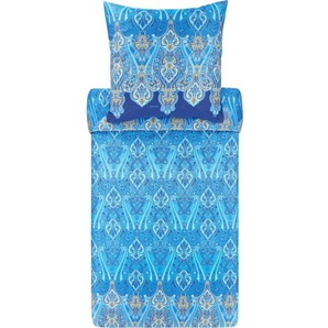 bassetti RAGUSA Bettwäsche-Set aus Satin - B1-blau - 155x220 / 80x80 cm