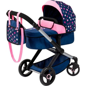 Bayer Kombi-Puppenwagen Xeo, blau/pink Sternchen