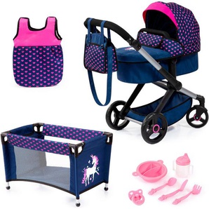 Bayer Kombi-Puppenwagen Xeo Mega, blau/pink, (Set)