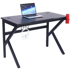 WD0004 Gamer-Schreibtisch 110x60x75cm Computertisch mit Kabeldurchführung, Becherhalter und Headsethalterung - Bc-elec