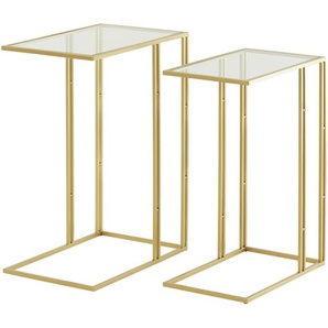 Beistelltisch 2er-Set - gold - Materialmix - 33 cm - 68 cm | Möbel Kraft