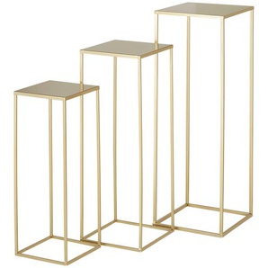 Beistelltisch, 3er Set - gold - Materialmix - 25 cm - 70 cm - 25 cm | Möbel Kraft