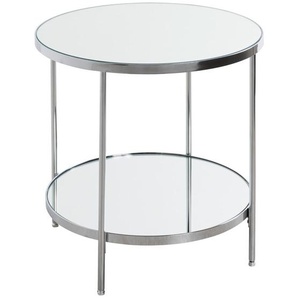 Xxxl Beistelltisch, Chrom, Metall, Glas, rund, rund, 45x46x45 cm, offenes Fach, Wohnzimmer, Wohnzimmertische, Beistelltische