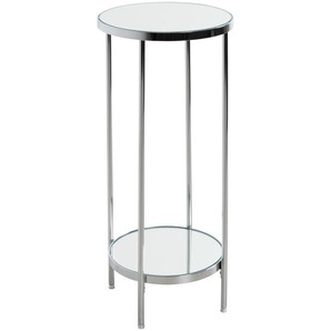 Xxxl Beistelltisch, Chrom, Metall, Glas, rund, Rundrohr, 28x66x28 cm, offenes Fach, Wohnzimmer, Wohnzimmertische, Beistelltische