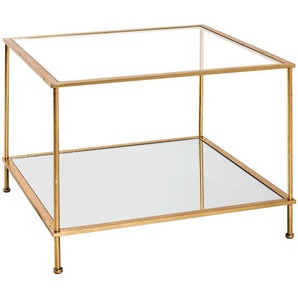 Xxxl Beistelltisch, Gold, Metall, Glas, quadratisch, Rundrohr, 60x45x60 cm, Wohnzimmer, Wohnzimmertische, Beistelltische, Beistelltische Metall