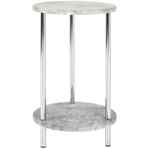 Xxxl Beistelltisch, Grau, Chrom, Metall, Holzwerkstoff, Betonoptik, rund, Rundrohr, 30x50x30 cm, Wohnzimmer, Wohnzimmertische, Beistelltische, Beistelltische Metall