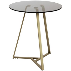 Xxxl Beistelltisch, Grau, Gold, Metall, Glas, rund, eckig, Flachrohr, 45x50x45 cm, gastro- und objekttauglich, Wohnzimmer, Wohnzimmertische, Beistelltische, Beistelltische Metall