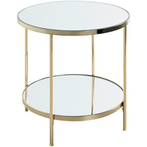 Xxxl Beistelltisch, Messing, Metall, Glas, rund, rund, 45x46x45 cm, offenes Fach, Wohnzimmer, Wohnzimmertische, Beistelltische