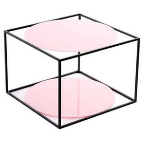 Beistelltisch, Rosa, Schwarz, Metall, Glas, rund, 50x36x50 cm, einfacher Aufbau, Wohnzimmer, Wohnzimmertische, Beistelltische, Beistelltische Metall