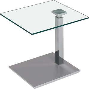 Beistelltisch VIERHAUS Tische Gr. B/H/T: 70cm x 47cm x 60cm, Höhenverstellbar, silberfarben (edelstahlfarbig) Couchtisch, auf Rollen, höhenverstellbar