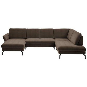 Beldomo System Wohnlandschaft, Braun, Textil, 5-Sitzer, U-Form, 335x220 cm, Goldenes M, Stoffauswahl, Sitzqualitäten, seitenverkehrt erhältlich, individuell planbar, Wohnzimmer, Sofas & Couches, Wohnlandschaften, Wohnlandschaften in U-Form