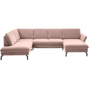 Beldomo System Wohnlandschaft, Rosa, Textil, 5-Sitzer, U-Form, 335x220 cm, Goldenes M, Stoffauswahl, Sitzqualitäten, seitenverkehrt erhältlich, individuell planbar, Wohnzimmer, Sofas & Couches, Wohnlandschaften, Wohnlandschaften in U-Form