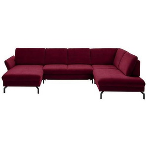 Beldomo System Wohnlandschaft, Rot, Beere, Textil, 5-Sitzer, U-Form, 335x220 cm, Goldenes M, Stoffauswahl, Sitzqualitäten, seitenverkehrt erhältlich, individuell planbar, Wohnzimmer, Sofas & Couches, Wohnlandschaften, Wohnlandschaften in U-Form