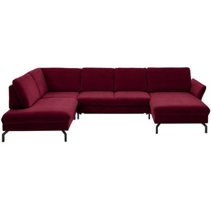 Beldomo System Wohnlandschaft, Rot, Beere, Textil, 5-Sitzer, U-Form, 335x220 cm, Goldenes M, Stoffauswahl, Sitzqualitäten, seitenverkehrt erhältlich, individuell planbar, Wohnzimmer, Sofas & Couches, Wohnlandschaften, Wohnlandschaften in U-Form