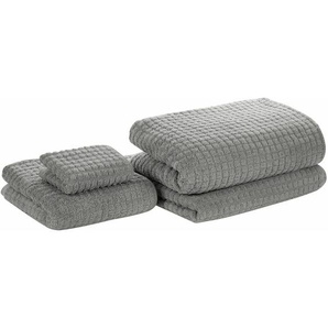 Badehandtuch 4er Set Grau Baumwolle 30x50 cm / 50x100 cm / 70x140 cm / 100x150 cm Frottee Handtücher in verschiedenen Größen