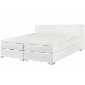 Beliani - Boxspringbett Kunstleder in Weiß 180 x 200 cm modernes Polsterbett Hotelbett