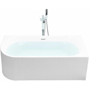 Beliani - Eckbadewanne Weiß 1690 x 800 cm Geriffelte Oberfläche Linksseitig für Badezimmer